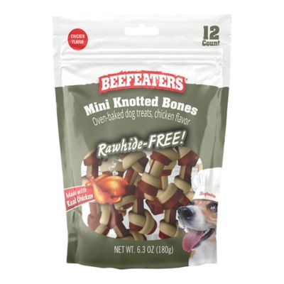Beefeaters Rawhide-Free Mini Knotted Bone Dog Treats, 12-Pack