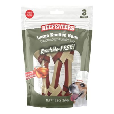 Beefeaters Rawhide-Free Large Knotted Bone Dog Treats, 3-Pack