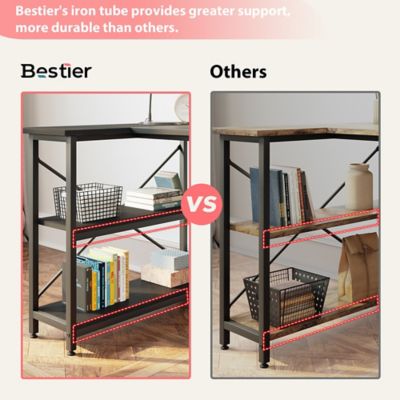 Image showing 5 th Bestier Small Space 47 in. Home Office L-Shaped Gaming Computer Desk with Reversible Storage Shelves