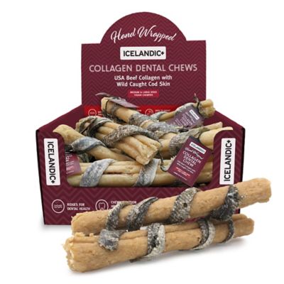 Image showing 5 th Icelandic+ 8 in. Beef Collagen Stick Wrapped with Fish Dental Dog Chew Treat