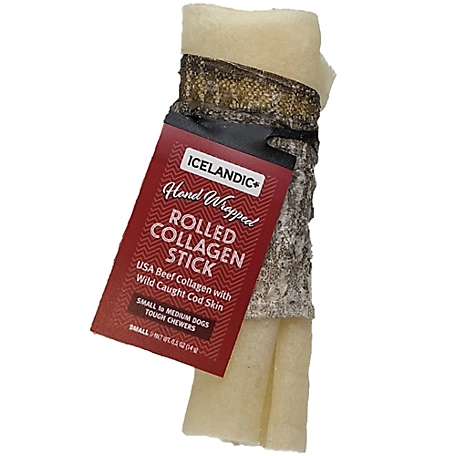 Icelandic+ Beef Rolled Collagen Stick with Wrapped Fish Dog Treat, 4 in.