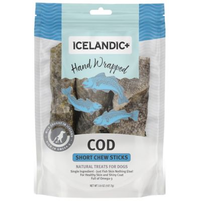 Icelandic+ Cod Skin Short Hand Wrapped Dog Chew Sticks, 5 in., 2.8 oz., 3-Pack