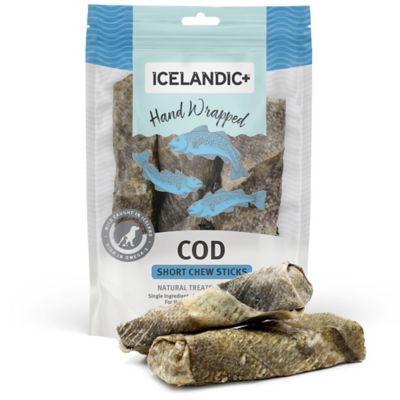 Image showing 5 th Icelandic+ 5 in. Cod Skin Short Hand Wrapped Dog Chew Sticks, 2.8 oz., 3 ct.