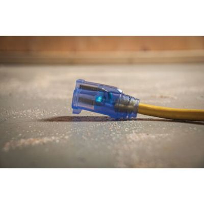Image showing  25 ft. Indoor/Outdoor 12/3 Lighted CGM Heavy-Duty Extension Cord, Yellow