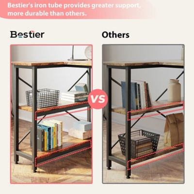 Image showing 5 th Bestier Small Space 47 in. Home Office L-Shaped Gaming Computer Desk with Reversible Storage Shelves