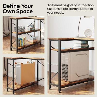 Image showing 6 th Bestier Small Space 47 in. Home Office L-Shaped Gaming Computer Desk with Reversible Storage Shelves