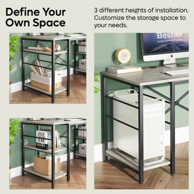 Image showing  Home Office 59 in. Reversible Corner L-Shaped Desk with 4 Shelves or 95 in. 2-Person Long Workstation