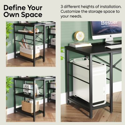 Image showing  Home Office 59 in. Reversible Corner L-Shaped Desk with 4 Shelves or 95 in. 2-Person Long Workstation