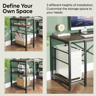 Image showing  Home Office 59 in. Reversible Corner L-Shaped Desk with 4 Shelves or 95 in. 2-Person Long Workstation