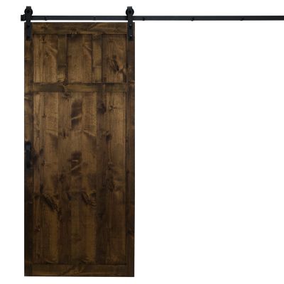 Dogberry Collections Paneled Wood Finish Barn Door with Installation Hardware Kit, DCRAF3684DKCHNONEHARD