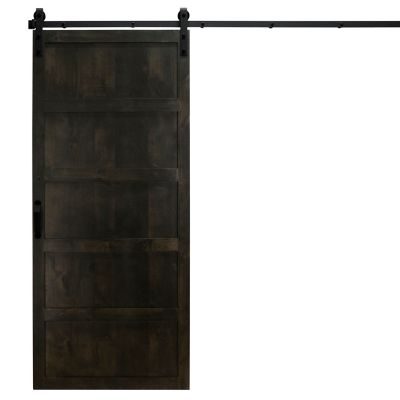 Dogberry Collections Paneled Wood Finish Barn Door with Installation Hardware Kit, DFIVE3684NGHTNONEHARD