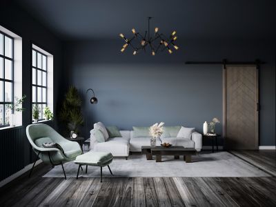 Image showing  36 in. x 84 in. Ash Herringbone Wood Finish Barn Door with Installation Hardware Kit