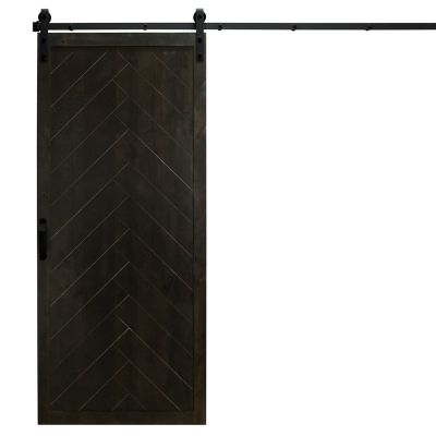 Dogberry Collections Herringbone Wood Finish Barn Door with Installation Hardware Kit, DHERR3684NGHTNONEHARD