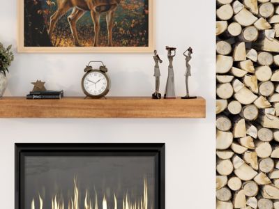 Image showing 7 th Dogberry Collections 60 in. x 6.25 in. Modern Farmhouse Fireplace Shelf Mantel, Aged Oak
