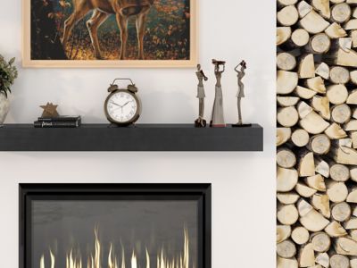 Image showing 7 th Dogberry Collections 72 in. x 6.25 in. Modern Farmhouse Fireplace Shelf Mantel, Midnight Black