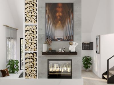 Image showing  36 in. x 9 in. Rough Hewn Fireplace Shelf Mantel, Dark Chocolate