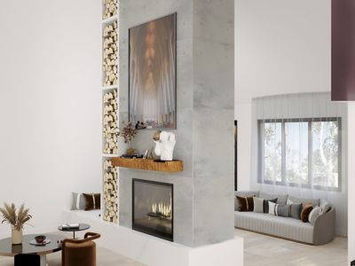 Image showing  60 in. x 9 in. Rough Hewn Fireplace Shelf Mantel, Aged Oak