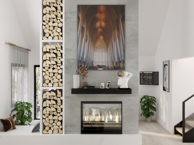 Image showing 7 th Dogberry Collections 60 in. x 6.25 in. Rough Hewn Fireplace Shelf Mantel, Midnight Black