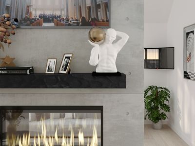 Image showing 8 th Dogberry Collections 60 in. x 6.25 in. Rough Hewn Fireplace Shelf Mantel, Midnight Black