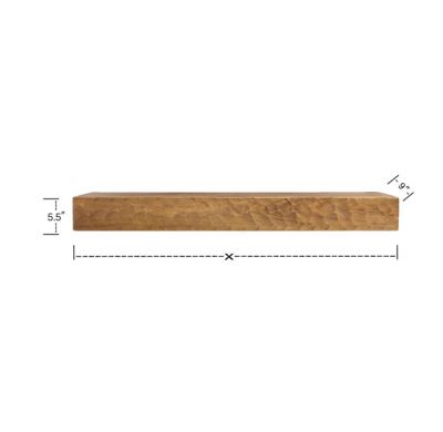 Image showing 6 th Dogberry Collections 72 in. x 9 in. Rough Hewn Fireplace Shelf Mantel, Aged Oak