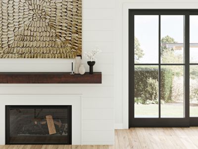 Image showing  36 in. x 9 in. Rustic Fireplace Shelf Mantel, Mahogany