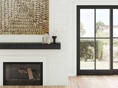 Image showing  48 in. x 9 in. Rustic Fireplace Shelf Mantel, Midnight Black