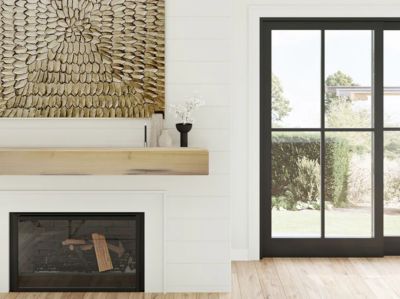 Image showing  48 in. x 9 in. Rustic Fireplace Shelf Mantel, Unfinished