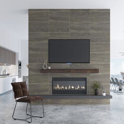 Image showing 7 th Dogberry Collections 60 in. x 9 in. Rustic Fireplace Shelf Mantel, Dark Chocolate