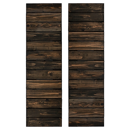 Dogberry Collections Horizontal Slat Wooden Shutters, WSLAT1436BLCKDOUB