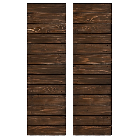Dogberry Collections Horizontal Slat Wooden Shutters, WSLAT1436COFFDOUB