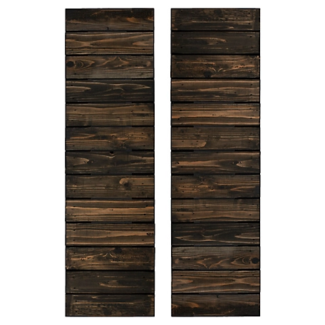 Dogberry Collections Horizontal Slat Wooden Shutters, WSLAT1448BLCKDOUB