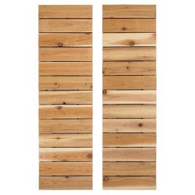Dogberry Collections 48 in. x 14 in. Horizontal Slat Wooden Shutters, Unfinished, 2 pc.