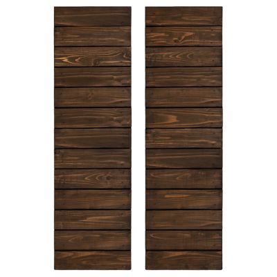 Dogberry Collections Horizontal Slat Wooden Shutters, WSLAT1454COFFDOUB