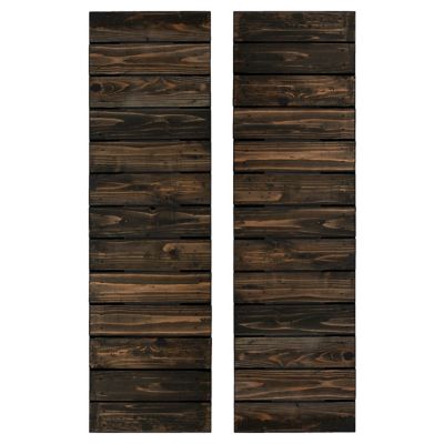 Dogberry Collections 72 in. x 14 in. Horizontal Slat Wooden Shutters, Black, 2 pc.