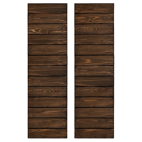 Dogberry Collections Horizontal Slat Wooden Shutters, WSLAT1472BRWNDOUB