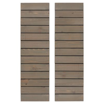 Dogberry Collections Horizontal Slat Wooden Shutters, WSLAT1472GRAYDOUB