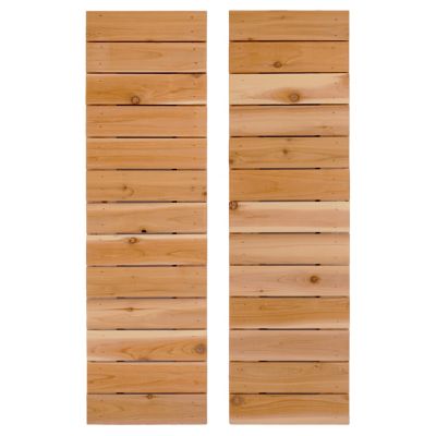 Dogberry Collections 14 in. x 84 in. Horizontal Slat Wooden Shutters, Dirty Blonde