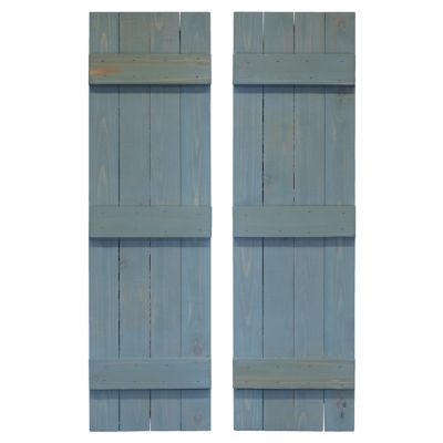 Dogberry Collections Traditional Board and Batten Exterior Shutters, WTRAD1436BLUEDOUB