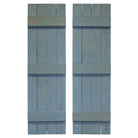 Dogberry Collections Traditional Board and Batten Exterior Shutters, WTRAD1436BLUEDOUB