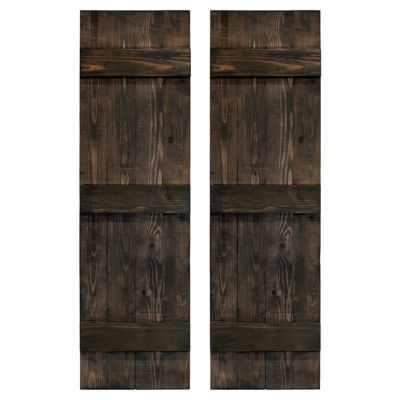 Dogberry Collections 14 in. x 42 in. Traditional Board and Batten Exterior Shutters, Black