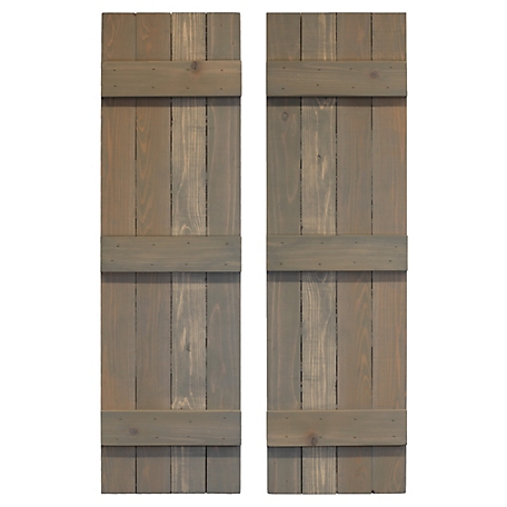 Dogberry Collections Traditional Board and Batten Exterior Shutters, WTRAD1442GRAYDOUB