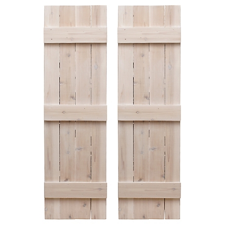 Dogberry Collections Traditional Board and Batten Exterior Shutters, WTRAD1442WHITDOUB