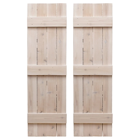 Dogberry Collections Traditional Board and Batten Exterior Shutters, WTRAD1442WHITDOUB