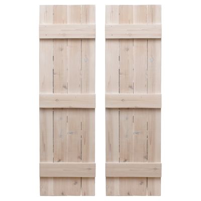 Dogberry Collections 54 in. x 14 in. Traditional Board and Batten Exterior Shutters, White, 2 pc.