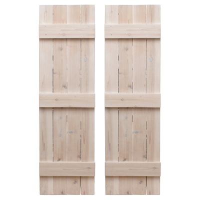 Dogberry Collections Traditional Board and Batten Exterior Shutters, WTRAD1454WHITDOUB