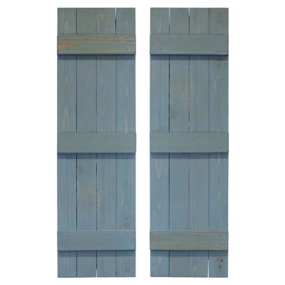 Dogberry Collections 60 in. x 14 in. Traditional Board and Batten Exterior Shutters, Blue, 2 pc.