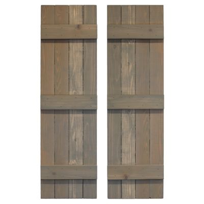 Dogberry Collections 14 in. x 60 in. Traditional Board and Batten Exterior Shutters, Gray, 2 pc.