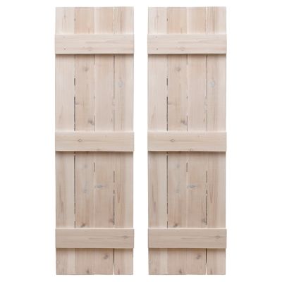 Dogberry Collections Traditional Board and Batten Exterior Shutters, WTRAD1460WHITDOUB