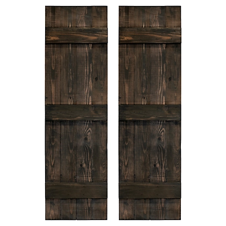 Dogberry Collections Traditional Board and Batten Exterior Shutters, WTRAD1466BLCKDOUB