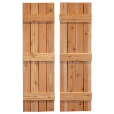 Dogberry Collections 66 in. x 14 in. Traditional Board and Batten Exterior Shutters, Yellow, 2 pc.